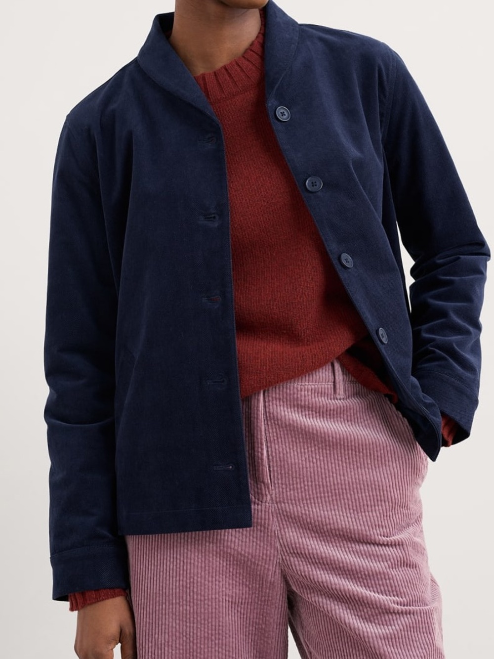 Seasalt Cornwall Brightwork Navy Cut Corduroy Jacket Preppy Workwear Sz 10
